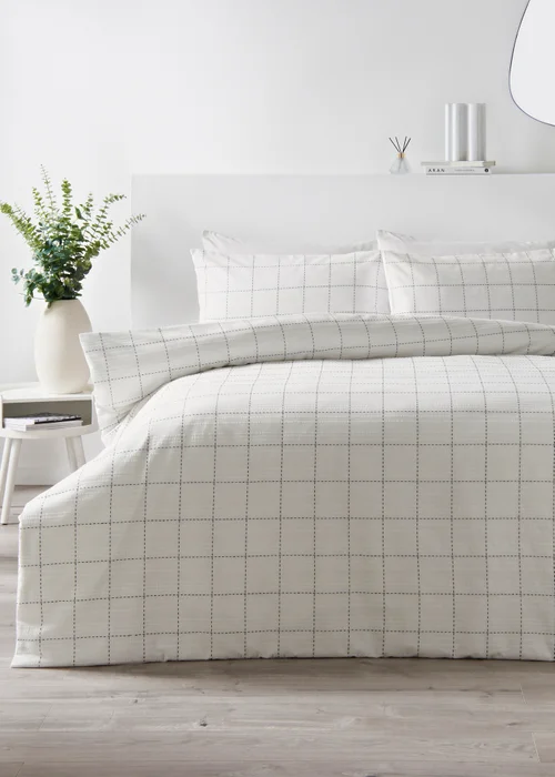 White Check Duvet Set - Double Image 1