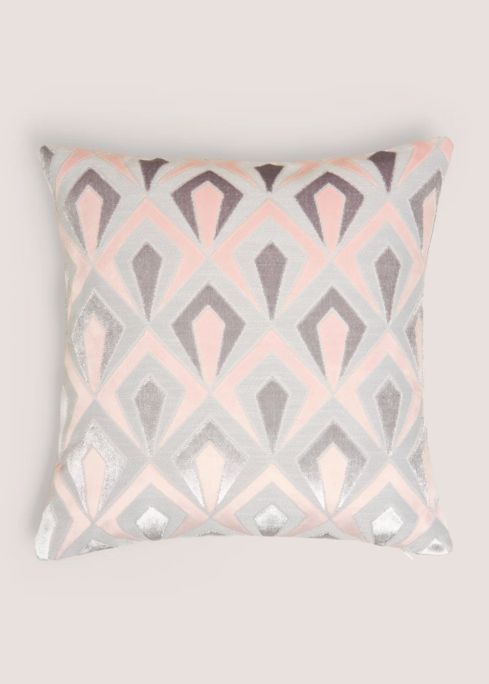 Pink Cut Velvet Angular Cushion Image 1