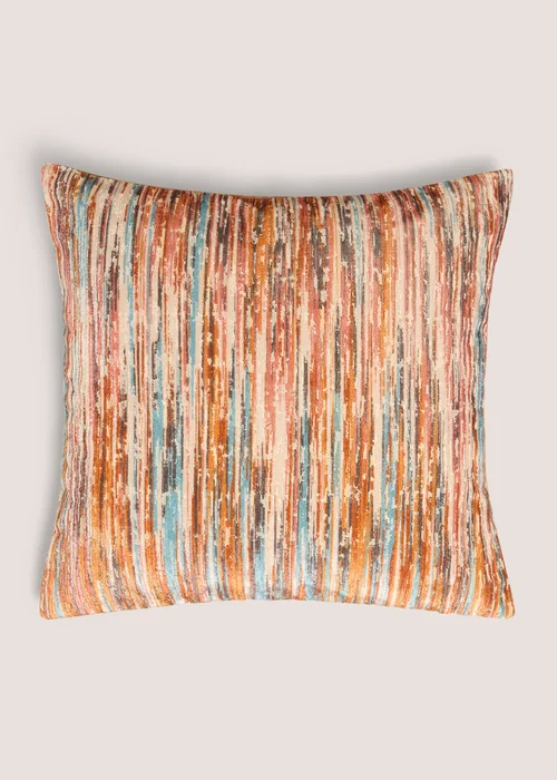 Rust Velvet Stripe Cushion Image 1