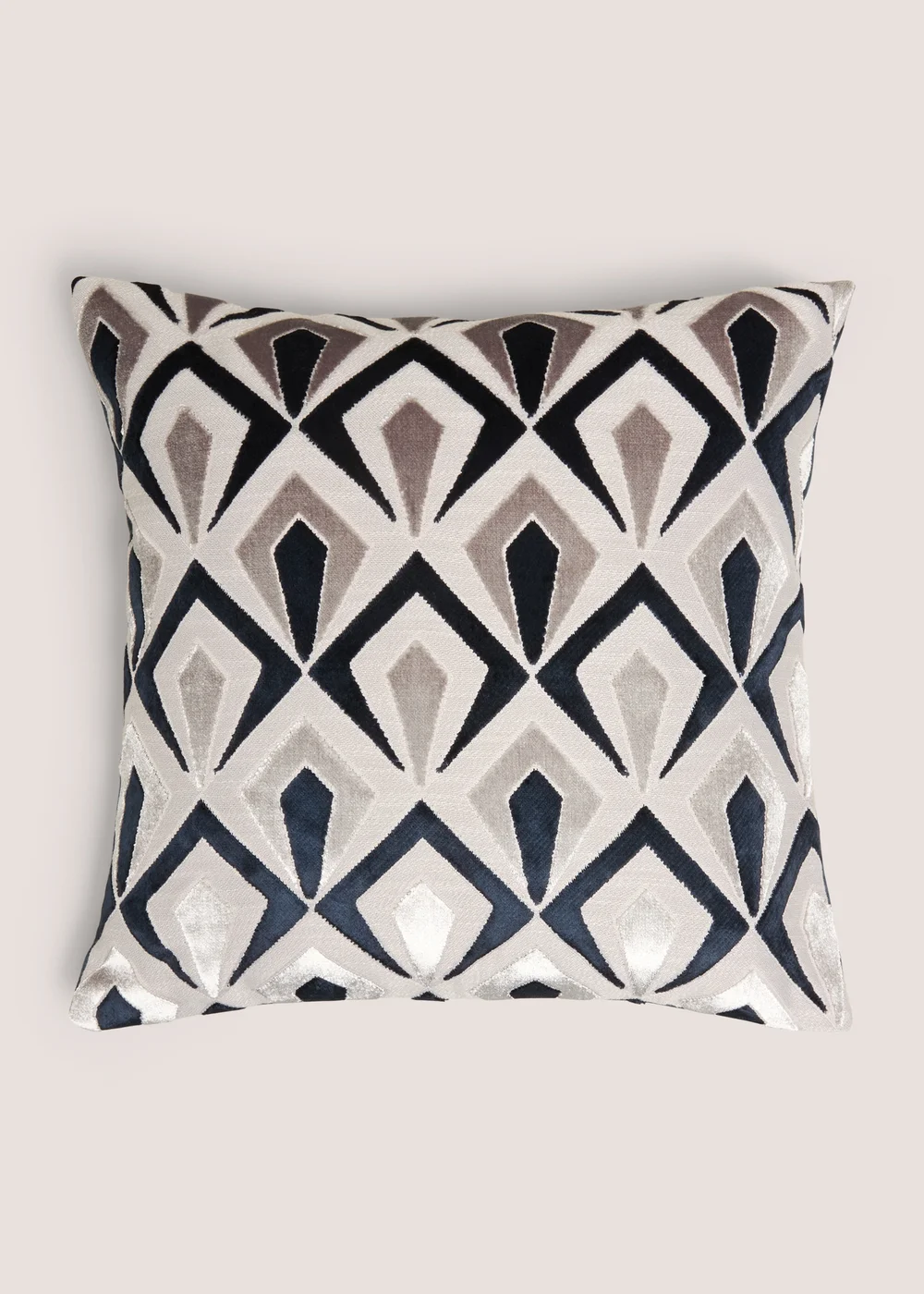 Navy Cut Velvet Angular Cushion Image 1