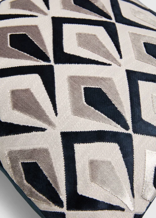 Navy Cut Velvet Angular Cushion Image 2