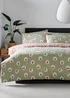 Green Cherry Print Microfibre Duvet Set - Single Image 1