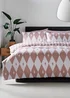 Pink Harlequin Print Microfibre Duvet Set - Single Image 1