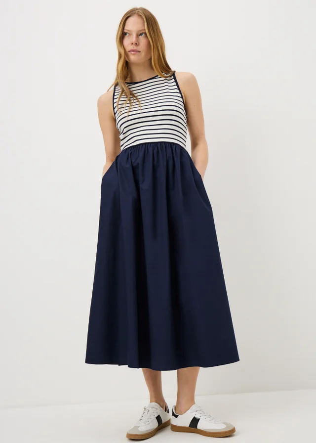 Navy Stripe 2 in 1 Midi Dress