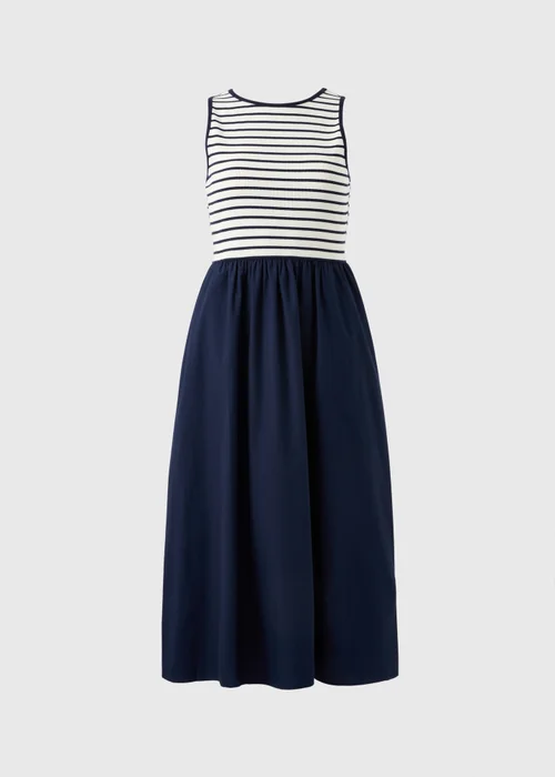 Navy Stripe 2 in 1 Midi Dress - 8 Image 4