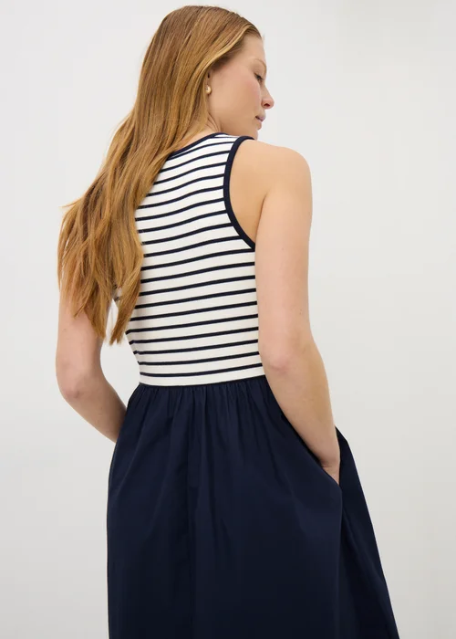 Navy Stripe 2 in 1 Midi Dress - 8 Image 3