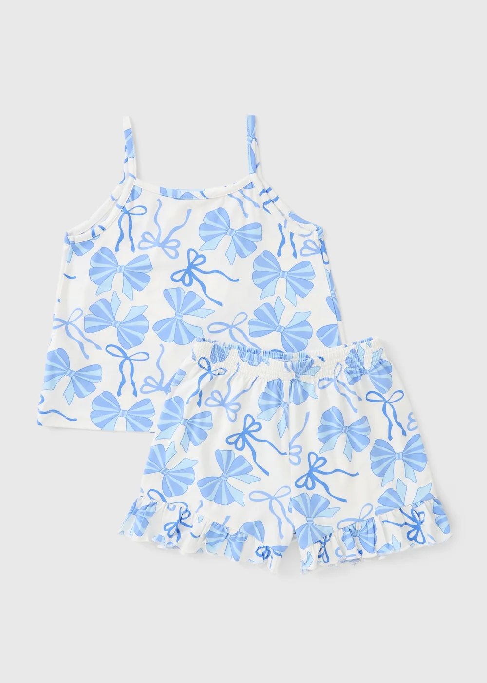 Girls Blue Bow Short Pyjama Set (7-13yrs) - Age 7 Years Image 1