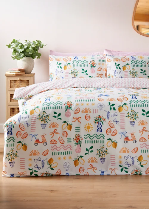 Multicolour Sorrento Tile Duvet Set - Double Image 1