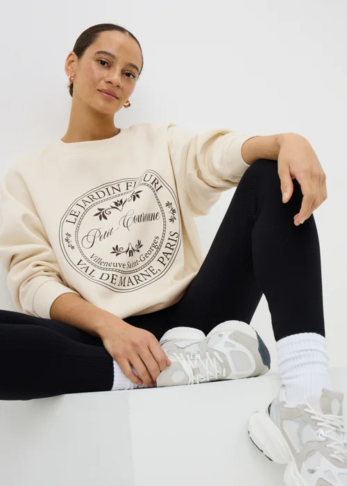 Cream Parisian Graphic Sweatshirt - Extra small Image 1