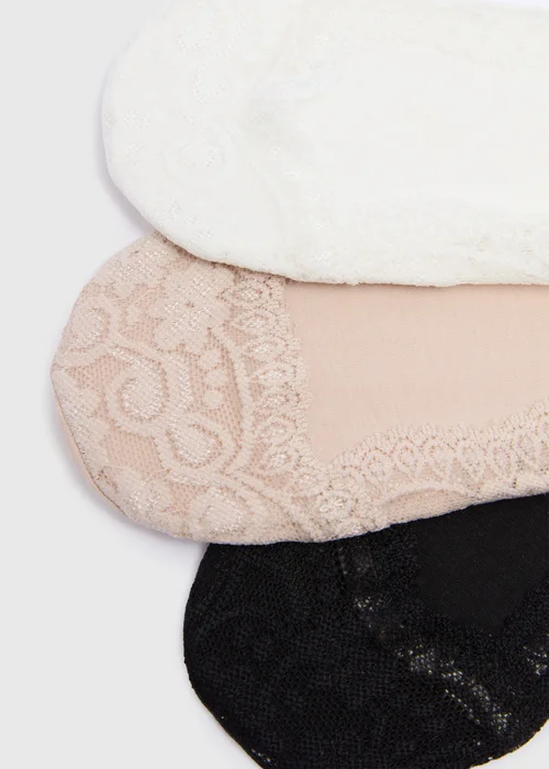 3 Pack White Lace Footsie Socks - Sizes 3-5 .5 Image 2