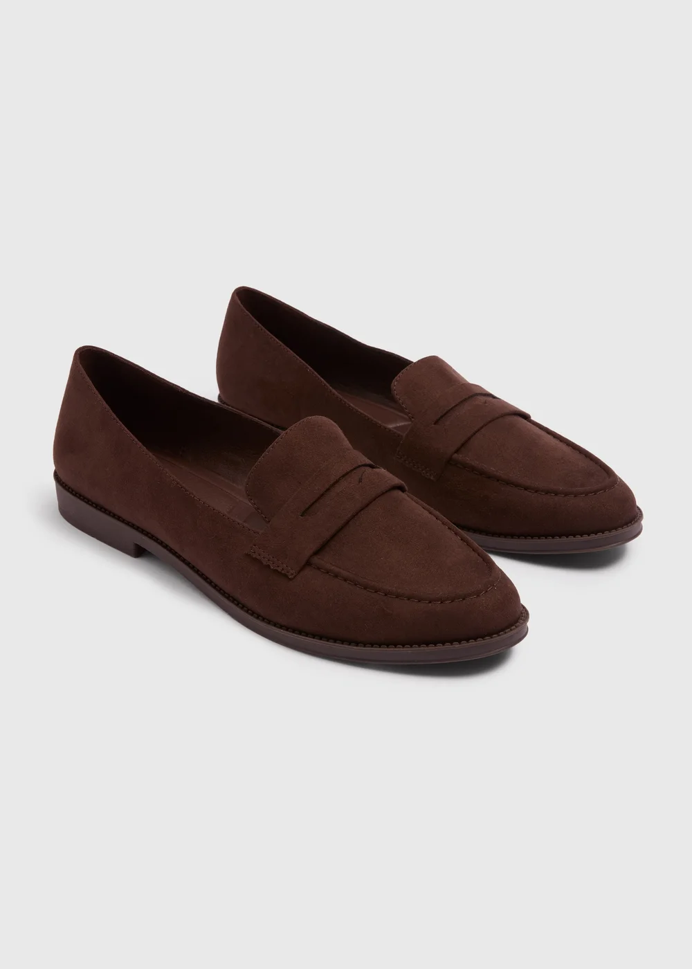 Chocolate Brown Faux Suede Loafers - Size 4 Image 1