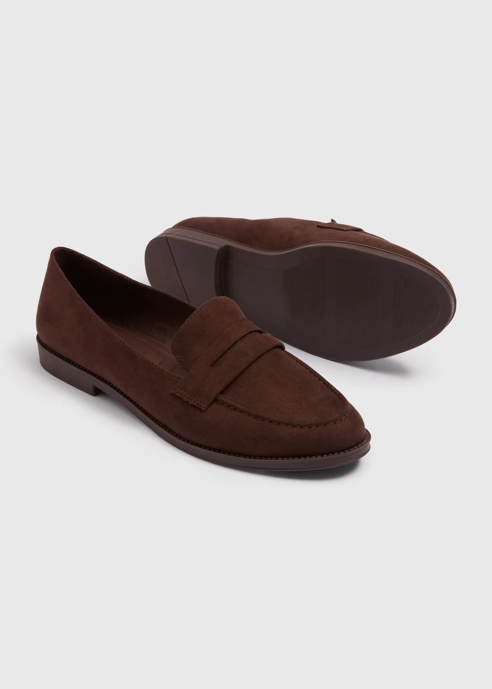 Chocolate Brown Faux Suede Loafers - Size 4 Image 2