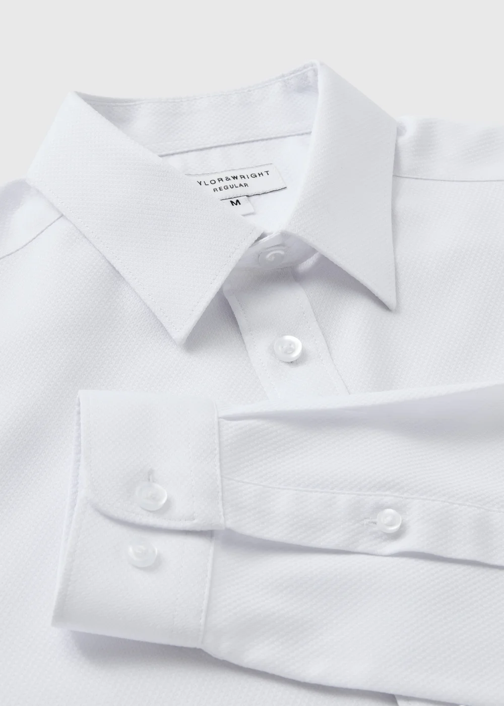 Taylor & Wright White Textured Regular Fit Shirt - S Image 6