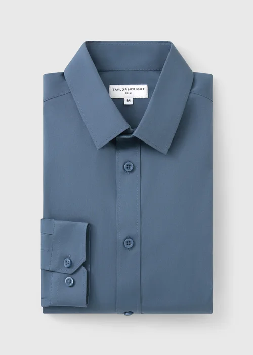 Taylor & Wright Blue Performance Slim Fit Shirt - S Image 5