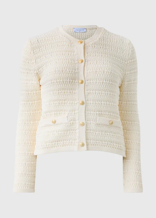 Ivory Pointelle Stitch Cardigan - Size 8 Image 3
