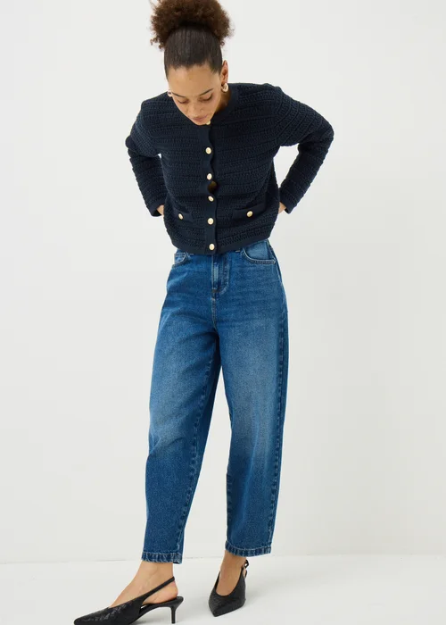 Navy Pointelle Stitch Cardigan - Size 8 Image 2