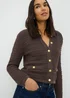 Chocolate Brown Stitch Button Cardigan - Size 18 Image 1