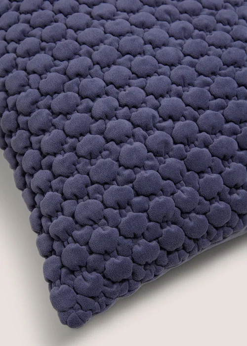 Indigo Bobble Velvet Cushion Image 2