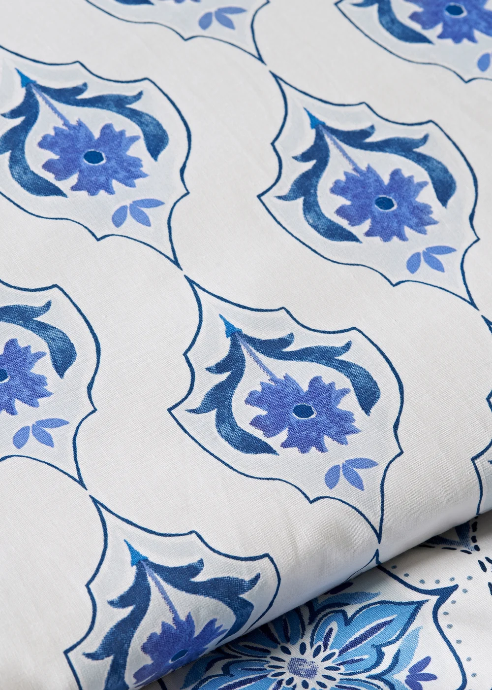 Blue Folk Tile Duvet Set - Single Image 3