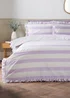 Lilac Stripe Frill Duvet Set - Double Image 1