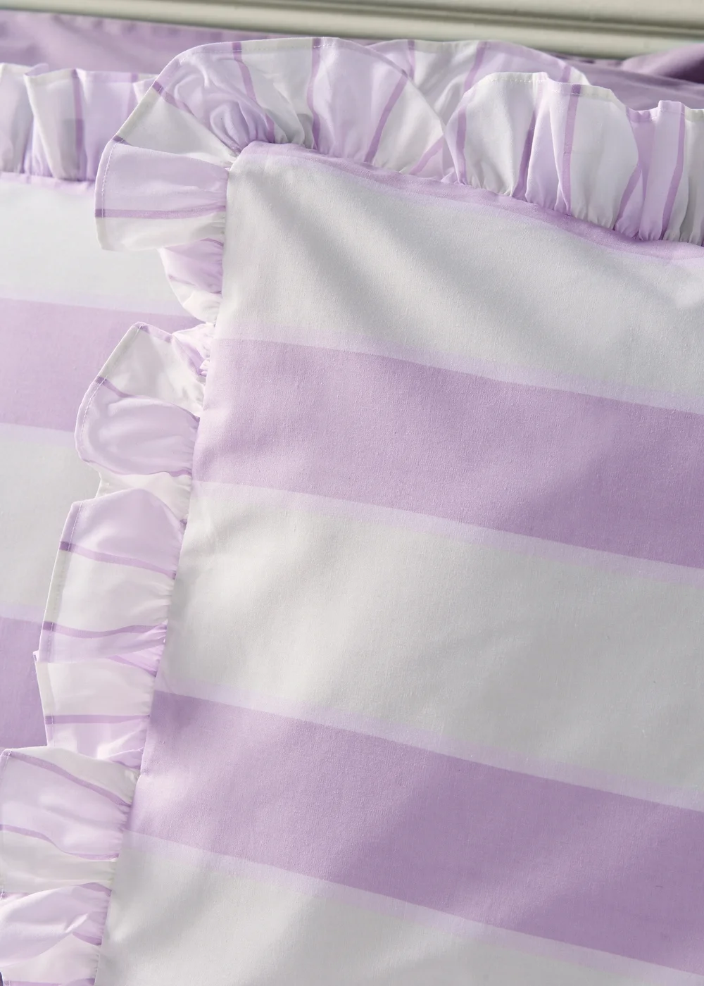 Lilac Stripe Frill Duvet Set - Double Image 2