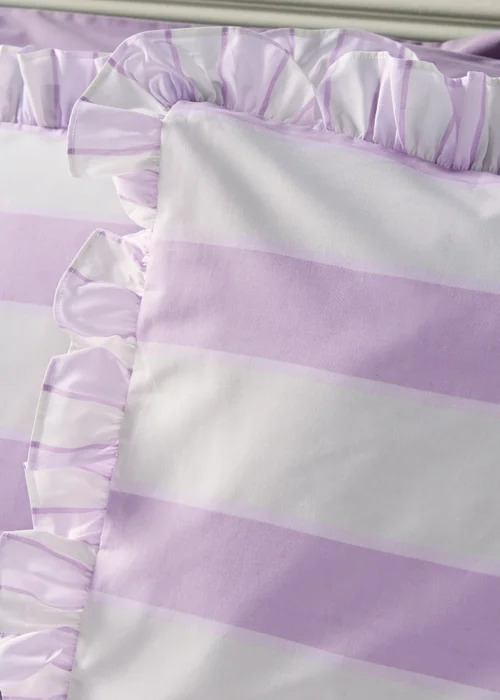 Lilac Stripe Frill Duvet Set - Double Image 2