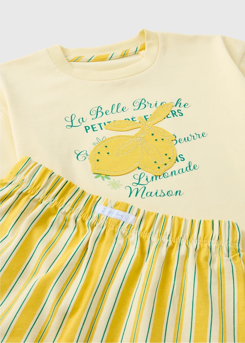 Girls Yellow Lemon Short Pyjama Set (7-13yrs) - Age 7 Years Image 2