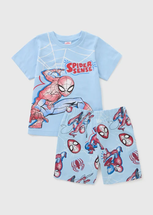 Marvel Spider-Man Boys Blue Short Pyjama Set (1-7yrs) - 1 to 1 half years Image 1