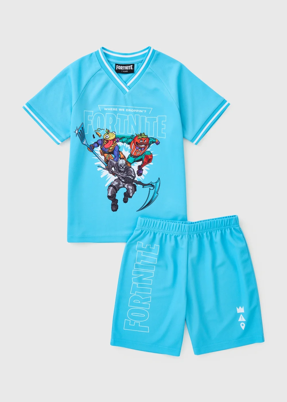 Fortnite Boys Blue Airtex Top & Short Set (5-13yrs) - 5 Yrs Image 1
