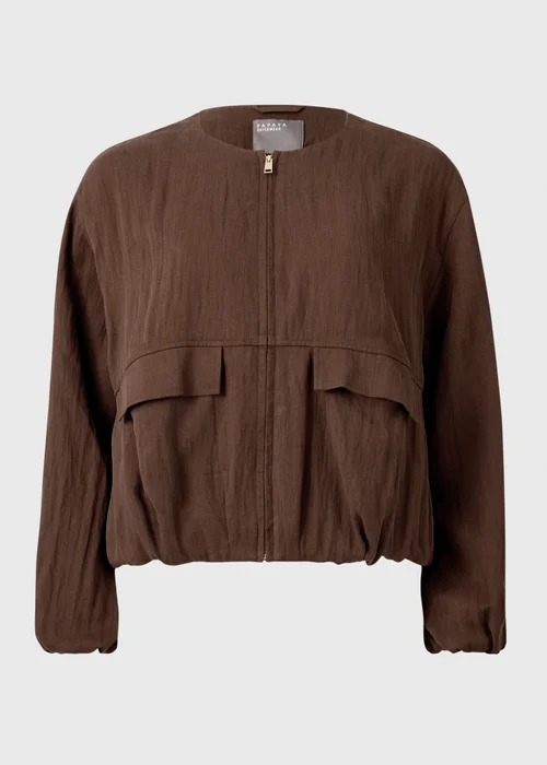 Chocolate Brown Lyocell Bomber Jacket - 8 Image 4