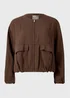 Chocolate Brown Lyocell Bomber Jacket - 8 Image 4