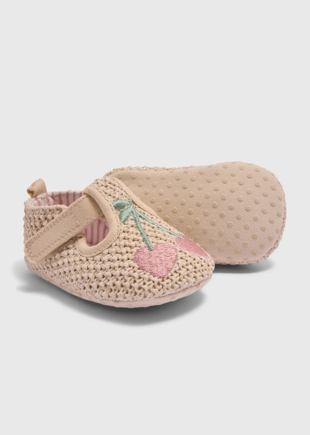 Baby Cream Cherry Crochet T Bar Shoes (Newborn-18mths) - Age 6 - 9 Months Image 2