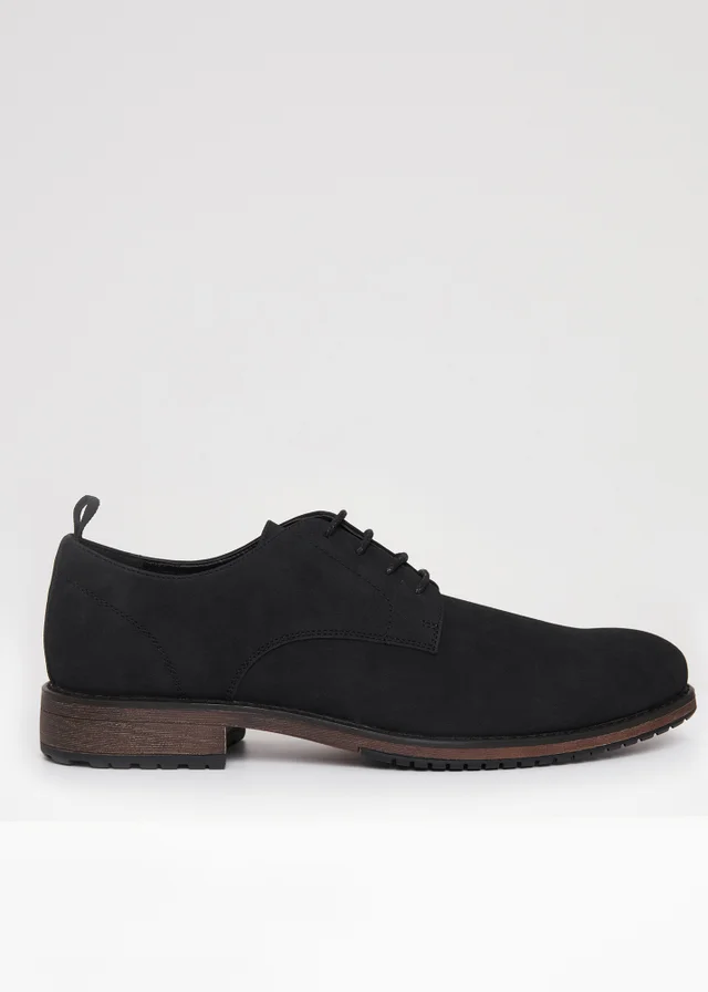 Threadbare Black Faux Suede Derby Shoes