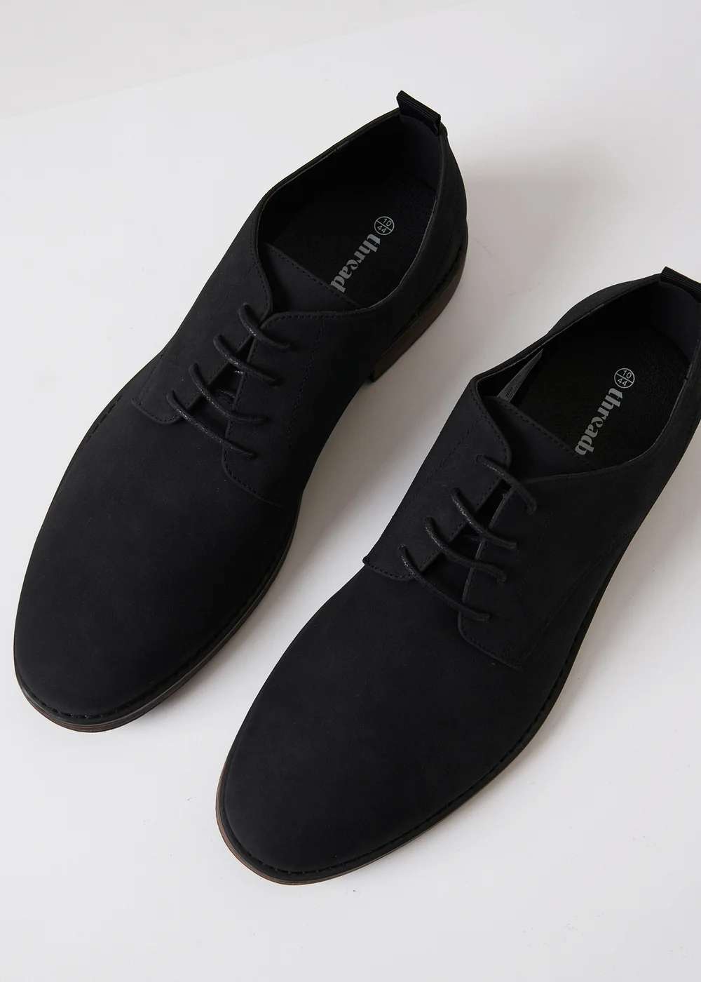 Threadbare Black Faux Suede Derby Shoes - Size 12 Image 2