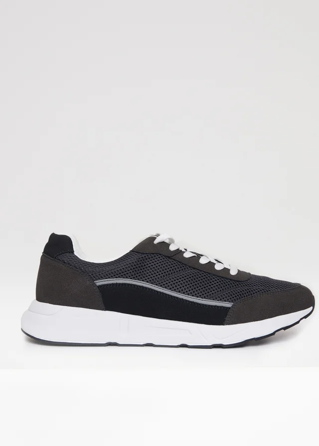 Threadbare Grey Retro Lace Up Trainers