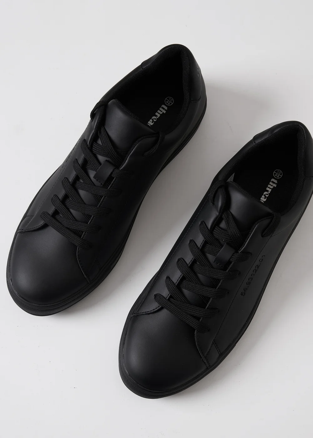 Threadbare Black Lace Up Court Trainers - Size 11 Image 2