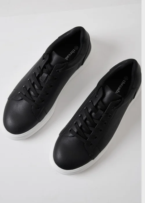 Threadbare Black Lace Up Court Trainers - Size 8 Image 2