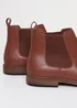 Threadbare Brown Faux Leather Slip On Chelsea Boots - Size 11 Image 4