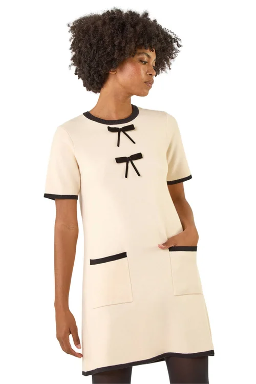 Roman Ivory Bow Detail Knitted Dress - 20 Image 1