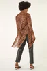 Roman Tan Metallic Animal Print Plisse Kimono - 18 Image 3
