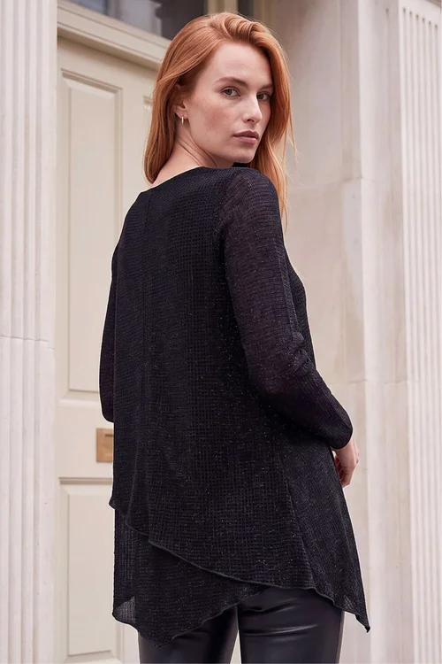 Roman Black Shimmer Asymmetric Layered Top - 12 Image 4