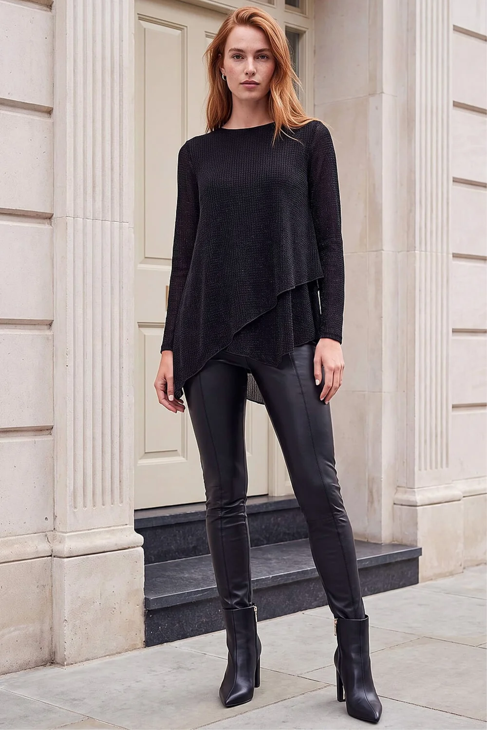 Roman Black Shimmer Asymmetric Layered Top - 12 Image 3