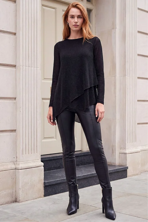 Roman Black Shimmer Asymmetric Layered Top - 12 Image 3