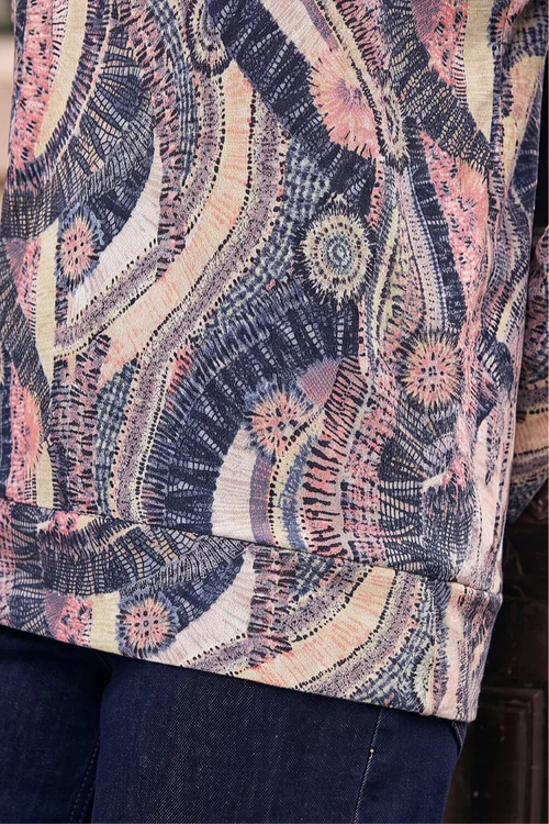 Roman Pink Abstract Print Banded Hem Stretch Top - 16 Image 4
