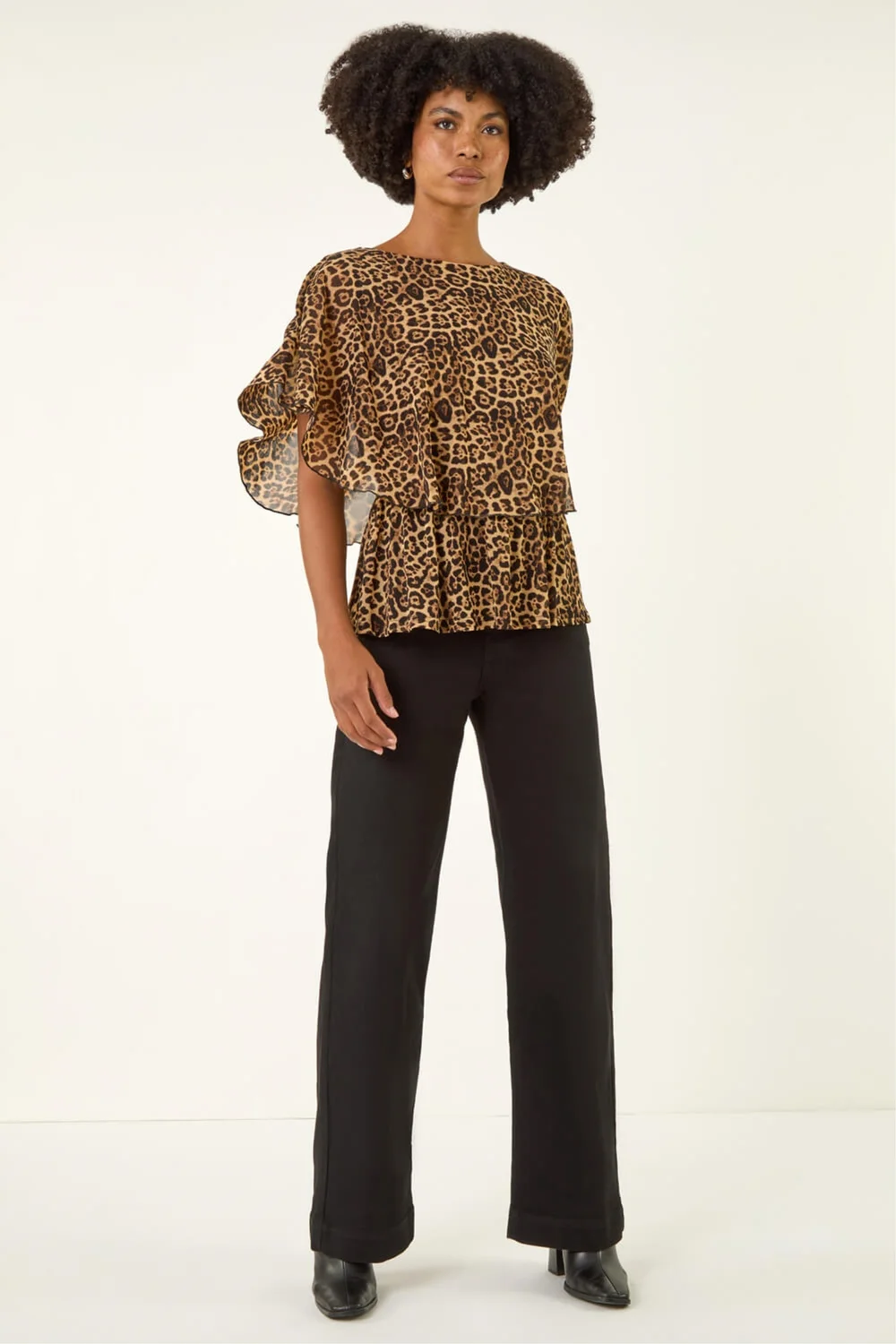 Roman Tan Animal Print Mesh Overlay Top - Size 20 Clothing Image 3