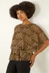 Roman Tan Animal Print Mesh Overlay Top - Size 20 Clothing Image 2