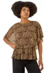 Roman Tan Animal Print Mesh Overlay Top - Size 20 Clothing Image 1