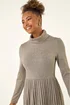 Roman Grey High Neck Pleated Midi Dress - Size 16 Clothing Image 4