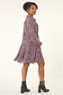 Roman Plum Petite Abstract Spot Godet Dress - Size 14 Clothing Image 4