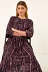 Roman Plum Abstract Print Stretch Midi Dress - 16 Image 2